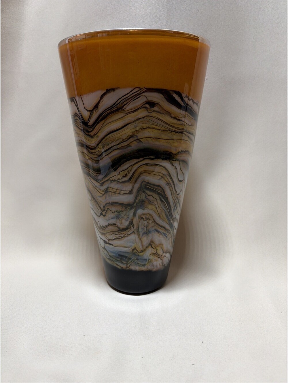Signed Gartner Blade 2011 Hand-Blown Glass Strata Cone Vase
